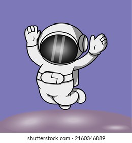 a cute astronaut flies free floating