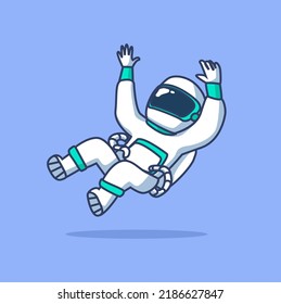 Cute astronaut float without gravity   Vector Icon Illustration. Science Technology Icon Concept Isolated Premium Vector. cute flat illustration