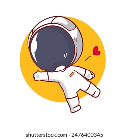 Cute astronaut floating cartoon character. Space and science concept design. Hand drawn flat adorable chibi vector illustration. Icon logo mascot isolated background.