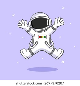 Lindo astronauta flotando y saltando en el espacio estrellado Ilustración vectorial diseño de dibujos animados