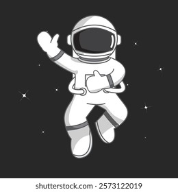 Cute Astronaut floating on the space, cartoon design style vector