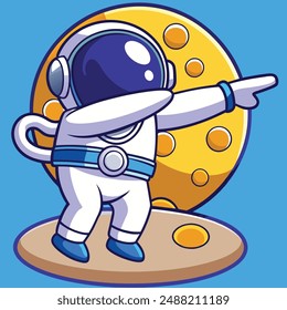 Cute Astronaut Floating With Planet Cartoon Vector Kawaii Icon. Science Technology Illustration