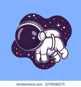 Cute Astronaut Floating And Sleeping In Space Cartoon Vector Icon Illustration. Science Technology Icon Concept Isolated Premium Vector. Flat Cartoon Style