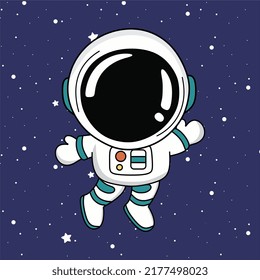 Cute Astronaut Floating In Space Cartoon Vector Icon Illustration. Technology Science Icon Concept Isolated Premium Vector.  