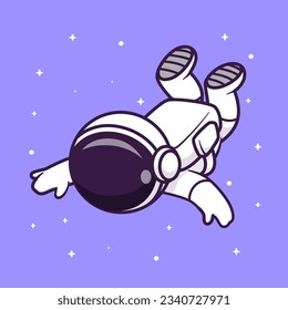 Cute Astronaut Floating in Space Cartoon Vektorsymbol Illustration. Science Technology Icon Konzept isolierter Premium-Vektorgrafik. Flachbildkartonstil