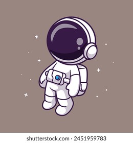 Cute Astronaut Floating In Space Cartoon Vector Icon Illustration. Science Technology Icon Concept Isolated Premium Vector. Flat Cartoon Style