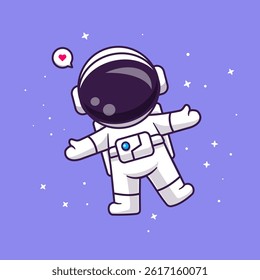 Cute Astronaut Floating In Space Cartoon Vector Icon Illustration. Science Technology Icon Concept Isolated Premium Vector. Flat Cartoon Style