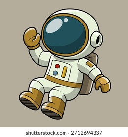 Astronauta lindo que flota en el espacio en estilo de la historieta, ideal para los gráficos de los niños, educación, pegatinas, y temas de ciencia ficción, Ilustración vectorial