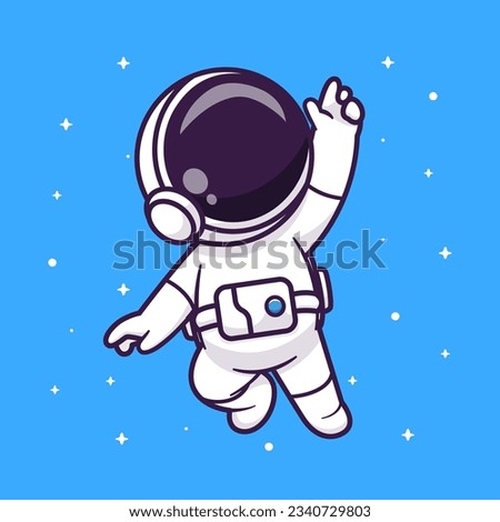 Cute Astronaut Floating In Space Cartoon Vector Icon Illustration. Science Technology Icon Concept Isolated Premium Vector. Flat Cartoon Style
