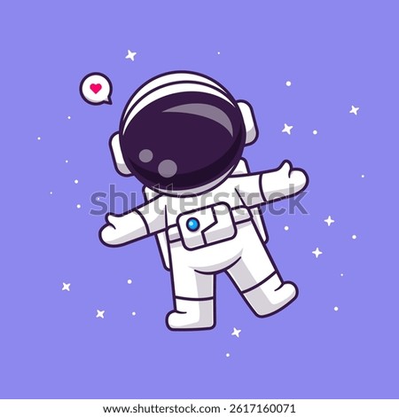 Cute Astronaut Floating In Space Cartoon Vector Icon Illustration. Science Technology Icon Concept Isolated Premium Vector. Flat Cartoon Style