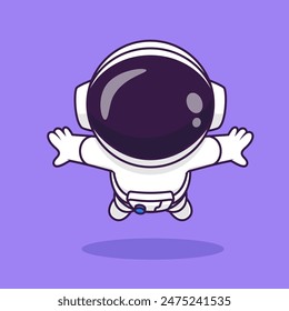 Cute Astronaut Flying Cartoon Vector Icon Illustration. Science Technology Icon Concept Isolated Premium Vector. Flat Cartoon Style