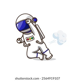 Cute Astronaut flying and fart vector illustration cartoon design