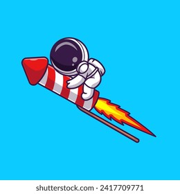 Astronauta lindo volando con vectores de caricatura de cohete de fuegos artificiales 
Ilustración de iconos. Concepto de icono de la tecnología de la ciencia aislado
Vector Premium. Estilo de dibujo plano