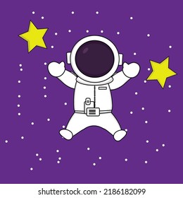 cute astronaut in flying outer space