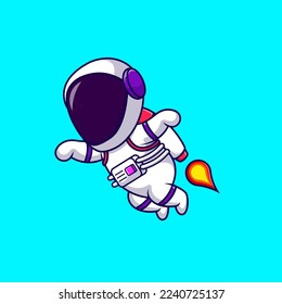 Cute Astronaut Flying With Rocket Cartoon Vector Icons Illustration. Flat Cartoon Concept. Suitable for any creative project.