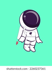 Cute Astronaut Flying With Rocket Cartoon Vector Icon Illustration. Science Technology Icon Concept Isolated Premium Vector. Flat Cartoon Style