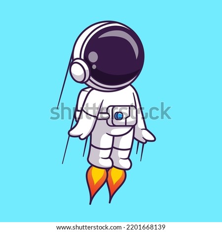 Cute Astronaut Flying With Rocket Cartoon Vector Icon Illustration. Science Technology Icon Concept Isolated Premium Vector. Flat Cartoon Style
