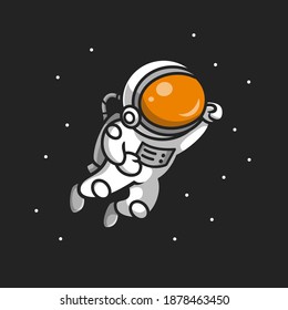 Cute Astronaut Flying In Space Cartoon Vector Icon Illustration. Technology Science Icon Concept Isolated Premium Vector. Flat Cartoon Style