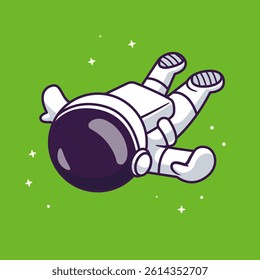 Cute Astronaut Flying In Space Cartoon Vector Icon Illustration. Science Technology Icon Concept Isolated Premium Vector. Flat Cartoon Style