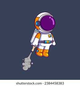 cute astronaut flying using baby bottle milk on back. Science Technology Icon Concept of illustration