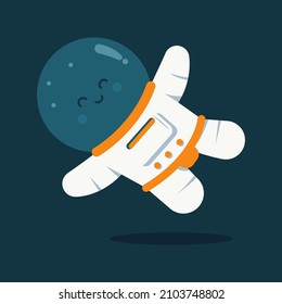 Cute astronaut flying vector cartoon character.