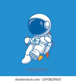 Cute astronaut flying vector children's illustration Q edition vector cartoon illustration