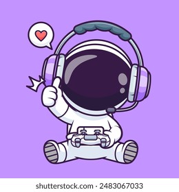 Nette Astronaut Gaming Cartoon Vektorgrafik Icon Illustration. Wissenschaft Technologie Icon Concept Isolated Premium Vektorgrafik. Flacher Zeichentrickstil