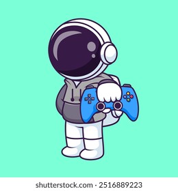 Cute Astronaut Gaming Cartoon Vector Icon Illustration.
Science Technology Icon Concept Isolated Premium Vector.
Flat Cartoon Style