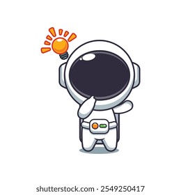 Cute astronaut get an idea cartoon vector illustration. vector cartoon illustration suitable for poster, brochure, web, mascot, sticker, logo and icon.