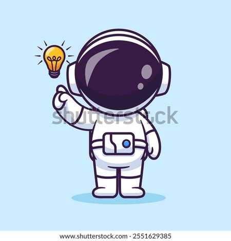Cute Astronaut Get Idea Cartoon Vector Icon Illustration. 
Science Technology Icon Concept Isolated Premium Vector. 
Flat Cartoon Style 