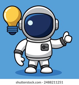 Cute Astronaut Get And Ideas Cartoon Vector Kawaii Icon. Science Technology Illustration