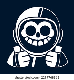 Cute Astronaut With Hand Peace Cartoon Vector Icon Illustration. Space Technology Icon Concept Isolated Premium Vector. Flat Cartoon Style