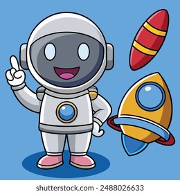 Cute Astronaut with Hand Peace Cartoon Vector Icon