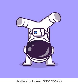 Cute Astronaut Hand Stand Cartoon Vektorsymbol Illustration. Science Technology Icon Konzept isolierter Premium-Vektorgrafik. Flachbildkartonstil