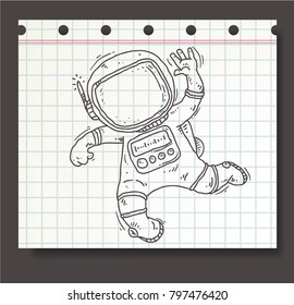 cute astronaut handrawn vector  isolated on paper
