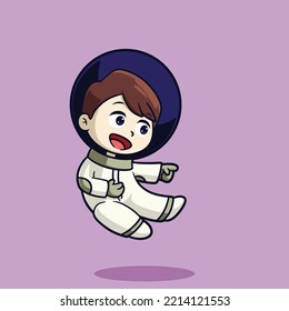 Cute Astronaut Happy Cartoon Kid