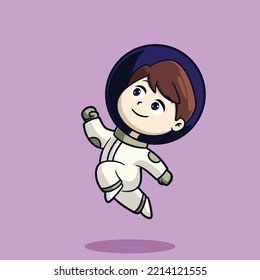 Cute Astronaut Happy Cartoon Kid
