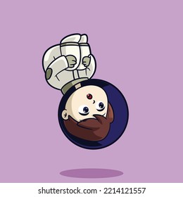 Cute Astronaut Happy Cartoon Kid