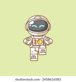 Cute astronauta feliz baile kawaii chibi personaje mascota ilustración esquema conjunto de estilo