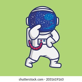 cute astronaut happy pose. cartoon person technology concept Isolated illustration. Flat Style suitable for Sticker Icon Design Premium Logo vector