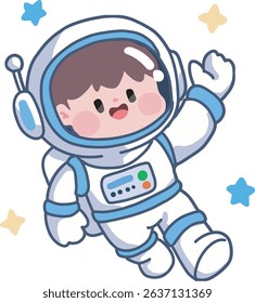cute astronaut with happy smile with stars