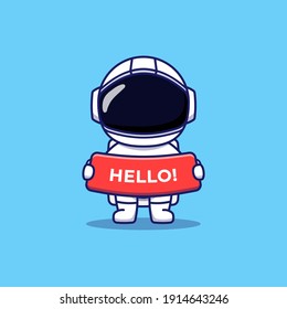 Cute astronaut with hello greeting