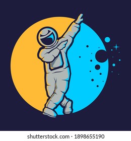 Cute astronaut hip hop style vector logo design