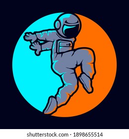 Cute astronaut hip hop style vector logo design