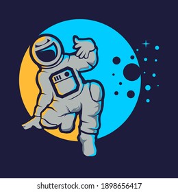 Cute astronaut hip hop style vector logo design