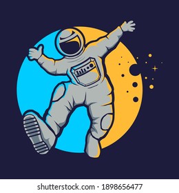 Cute astronaut hip hop style vector logo design