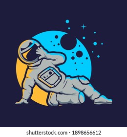 Cute astronaut hip hop style vector logo design