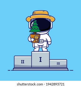 Cute astronaut with his plant got the first prize