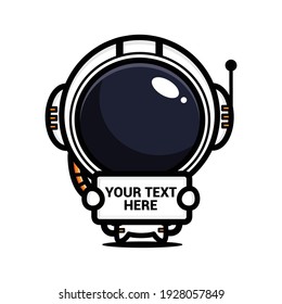 cute astronaut holding a blank text board