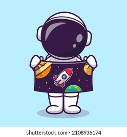 Ilustración del icono del vector de dibujos animados de una manta de astronauta. Concepto de icono de la tecnología de la ciencia Vector Premium aislado. Estilo de dibujo plano